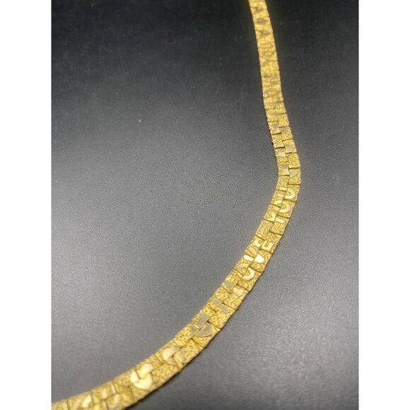 Vintage Gold Tone I LOVE YOU Necklace 24" Textured heart Pattern Flat Link Chain - Picture 3 of 6